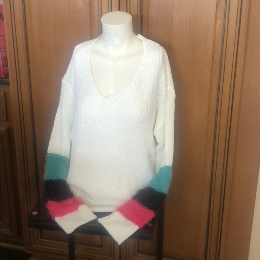 NWT Open Weave Color Block Sweater